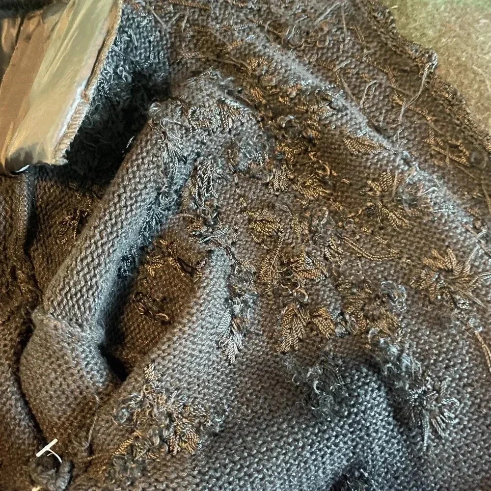 NWT Vintage 90s Black Dark Academia Floral Embroidered Knit Cardigan - Picture 13 of 14